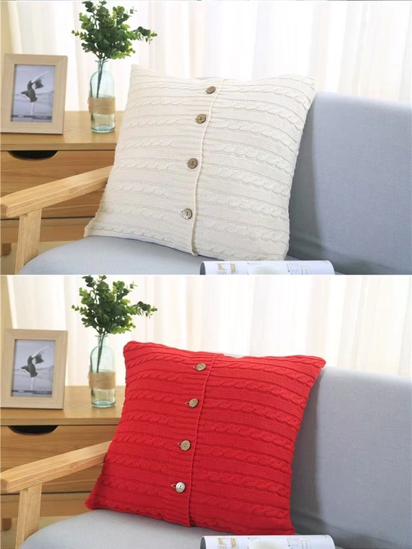 Không in kiểu hai mặt nút đan tốt đệm cotton văn phòng đệm gối sử dụng kép đệm xe