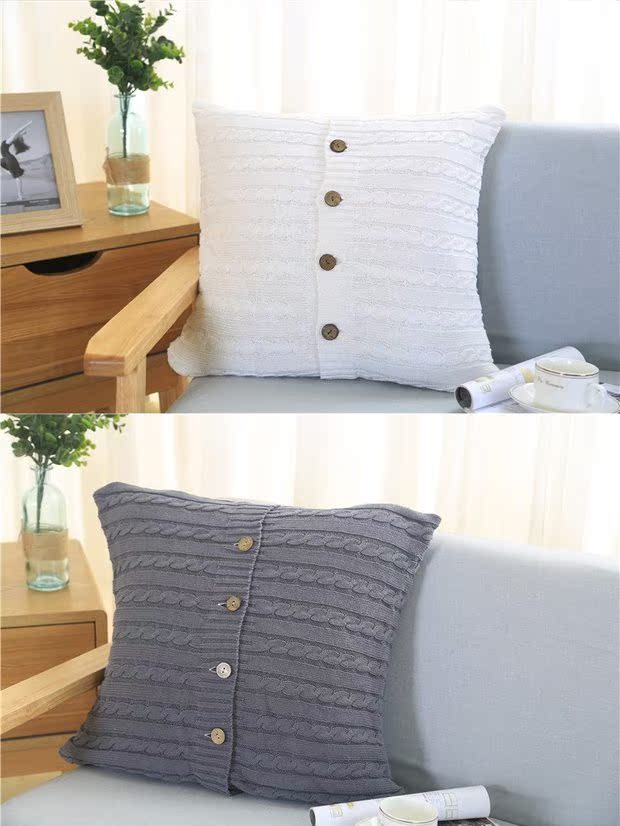 Không in kiểu hai mặt nút đan tốt đệm cotton văn phòng đệm gối sử dụng kép đệm xe gối để ghế sofa