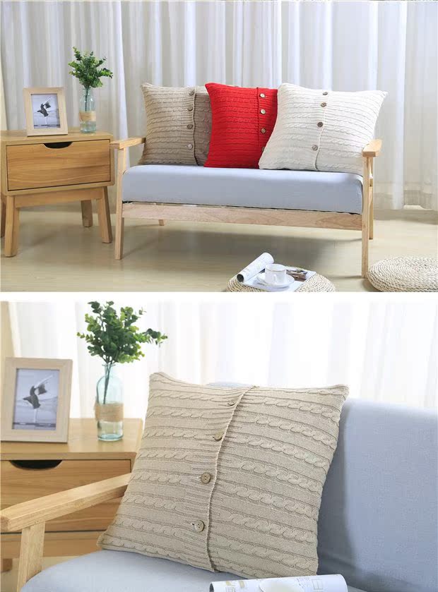 Không in kiểu hai mặt nút đan tốt đệm cotton văn phòng đệm gối sử dụng kép đệm xe gối để ghế sofa