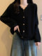 高级感小香风黑色针织开衫毛衣外套女秋季新款大码胖mm小金扣上衣