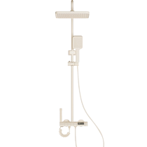 Milky white shower head set piano key constant temperature digital display home bathroom embossed hair drying cream style 3062