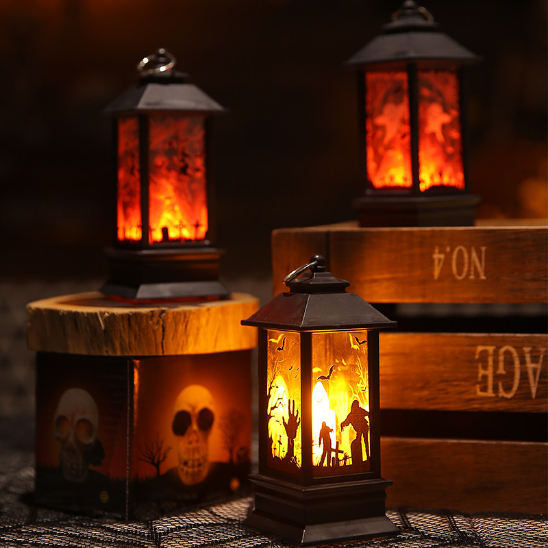 Halloween pumpkin decoration hand-shining ghost lantern simulation flame bar indoor furnishing field prop lights