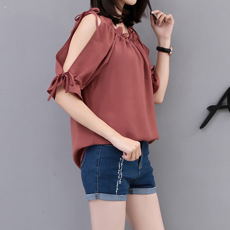 Voan đầu 2020 mùa hè váy mới áo voan loose-fitting lớn mã của phụ nữ off-the-vai một từ cổ áo len của phụ nữ