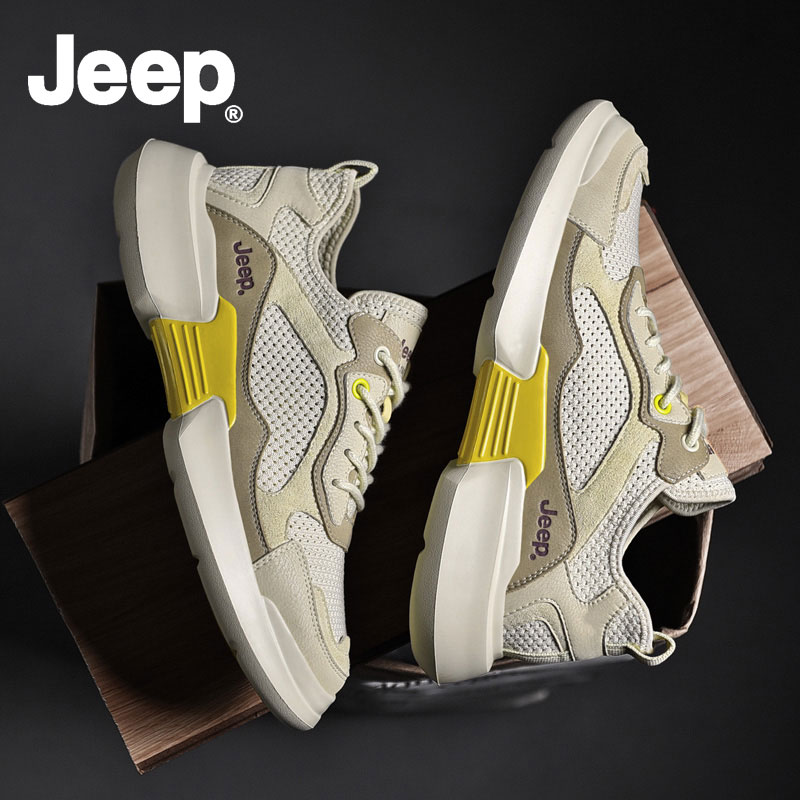 JEEP Jeep Spring and Autumn Men's Shoes 2022 New Breathable Explosive Sports Leisure Mesh Shoes Tide Shoes Increase Dad Shoes