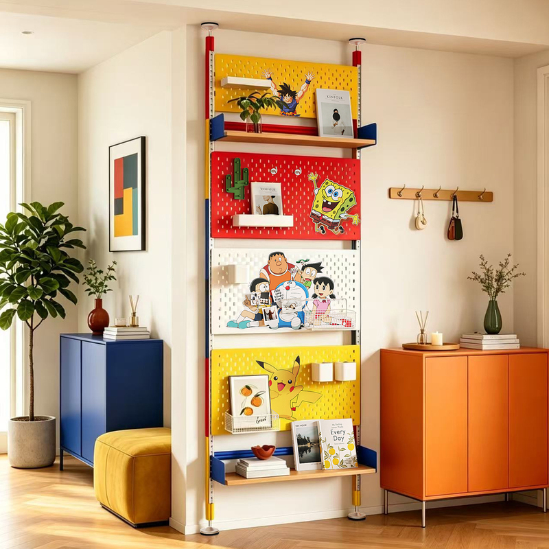 Aluminum Profile Floor-To-Ceiling No-Drill Creative Adjustable Magnetic Metal Pegboard Screen Partition Storage Rack Aluminum Profile Floor-To-Ceiling No-Drill Creative Adjustable Magnetic Metal Pegboard Screen Partition Storage Rack