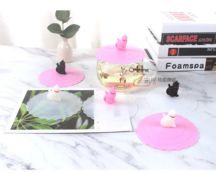 Thực phẩm cấp không độc hại silicone cốc bìa phim hoạt hình gốm nước cốc nắp cốc cốc nắp bụi cốc nắp - Tách bình giữ nhiệt có nhiệt độ