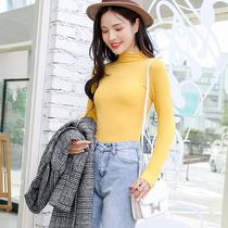 Early Autumn half high collar autumn clothes women wear tight base shirt wooden ear top autumn winter collar one piece of underwear