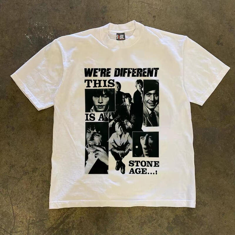 Chengxi Original Color 280g Pure Cotton American Retro Rolling Stones Band Character Print Short-Sleeved T-Shirt for Men and Women Chengxi Original Color 280g Pure Cotton American Retro Rolling Stones Band Character Print Short-Sleeved T-Shirt for Men and Women