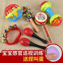 Baby baby gripping training toy 0-1 year old instrument Rattle Drum Toy Can Gnaw Boy Girl Little Rocking Bell