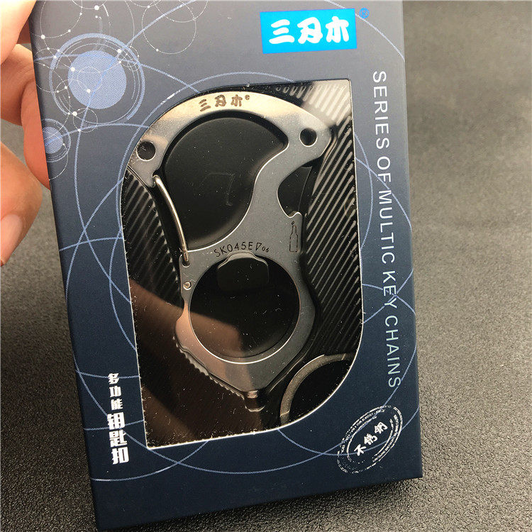 товар из китая 三刃木正品不锈钢多功能钥匙扣防身工具指虎户外挂扣车钥匙sk045e Yyedc