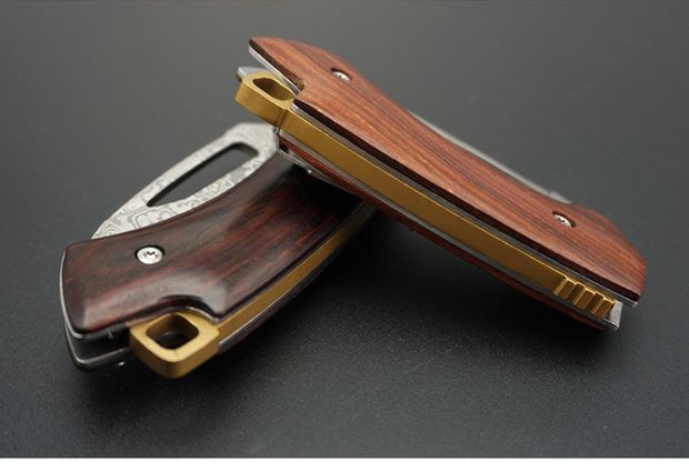 Dao gấp ngoài trời Damascus thép đa năng cắm trại gấp dao gỗ đàn hương đỏ xử lý dao trái cây bộ sưu tập quà tặng dao - Công cụ Knift / công cụ đa mục đích kềm đa năng
