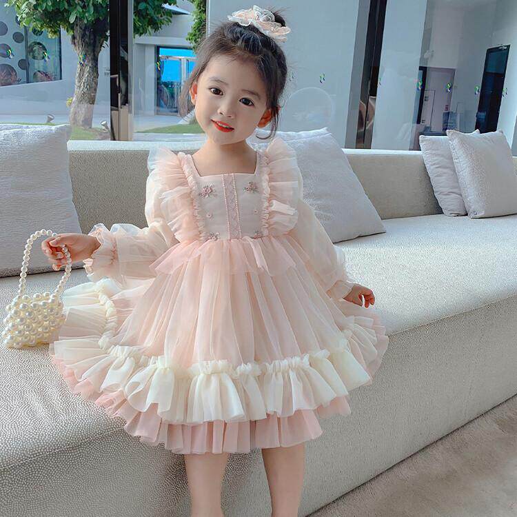 Princess skirt Lolita lace temperament children lolitA dress baby spring and autumn girl sweet fluffy skirt