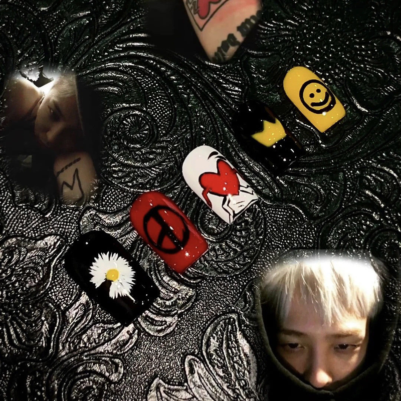 G-Dragon Style Handmade Wearable Nails for Chinese Students, Boys and Girls, Nail Patches, Finished Nails, Whitening Effect, High-End Feel