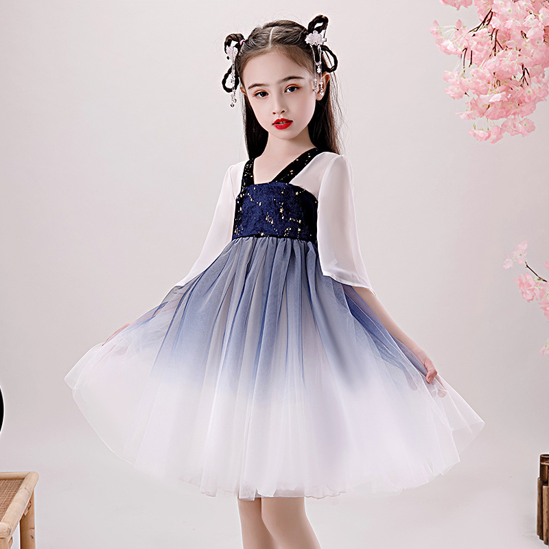 Đầm voan 2020 Summer cô gái mới váy cô gái ngắn tay áo trẻ em váy siêu fairy dress trẻ em