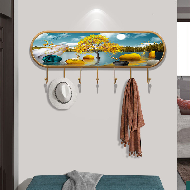Modern creative living room porch simple household metal coat hook wall hanging living room large door behind the coat hook