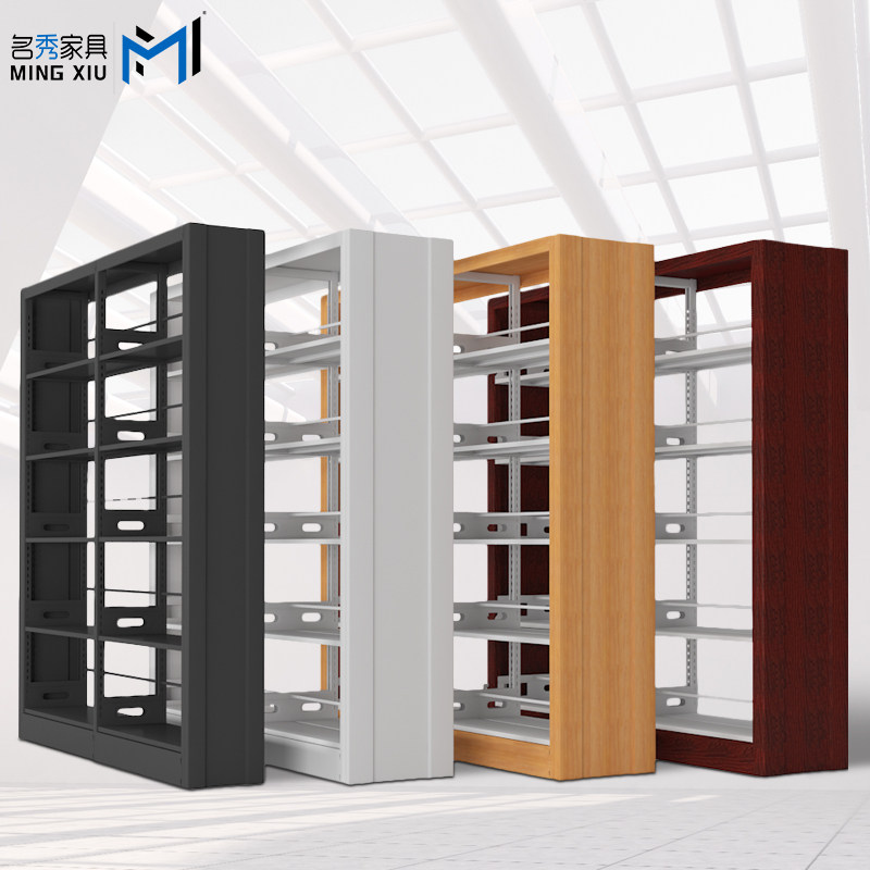 School library Children's iron bookshelf Single and double-sided book shelf Floor-to-ceiling household bookcase Student iron bookshelf Steel