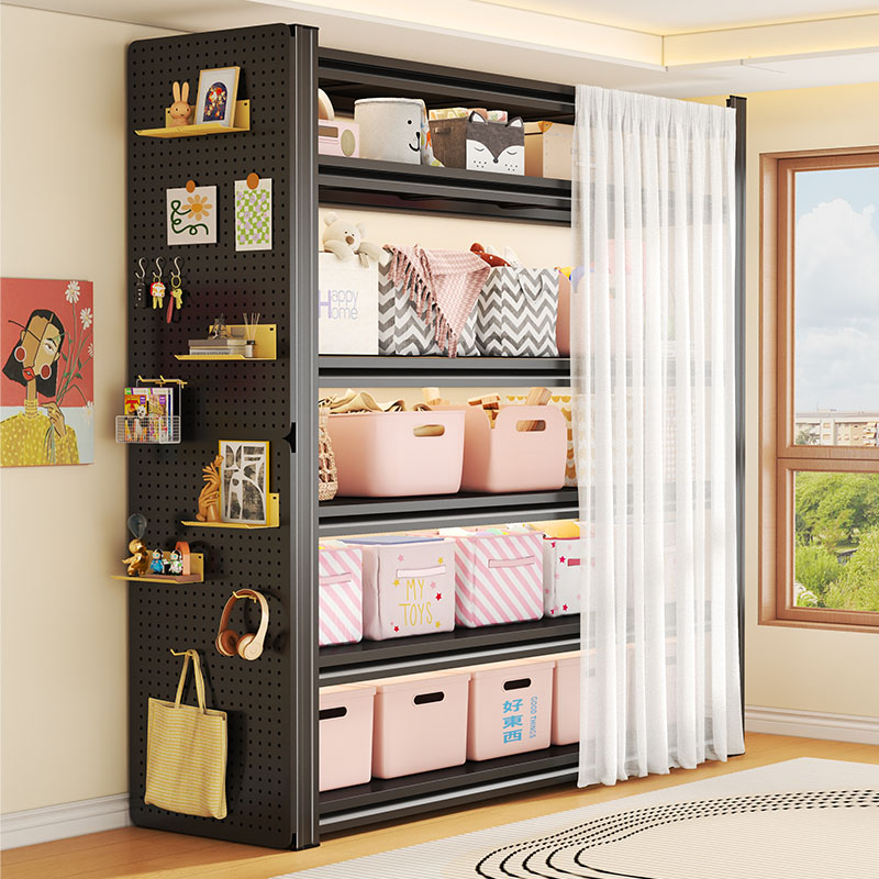 Multi-layer hole board shelves household steel balcony shelves indoor kitchen floor-standing storage shelves dust-proof storage