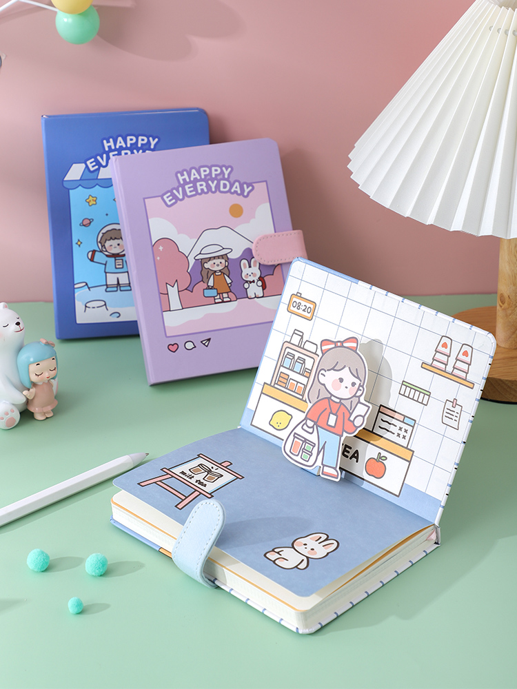 Korean small fresh hand book Simple ins wind diary Simple literary exquisite Japanese checkered grid hand book Portable cute girl heart personality net red creative notebook sub-book