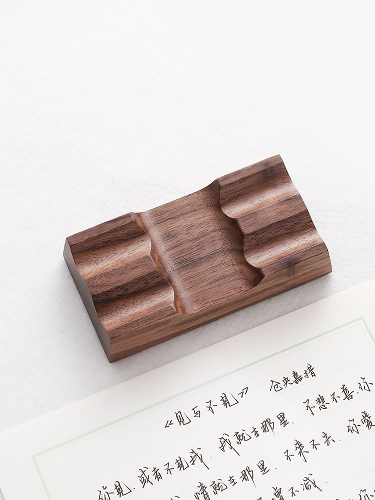 Solid Wood Pen Holder Pen Rest Fountain Pen Pen Stand Wooden Japanese Style Simple Creative Business Office Decoration Pen Holder