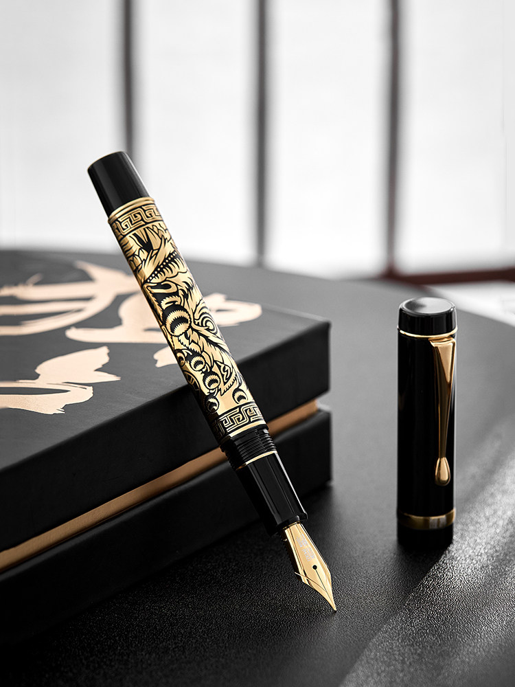 [Original Design] Tramol Lion Dance Fountain Pen for Men, High-End Student Calligraphy Practice Pen, Traditional Chinese Style, High Aesthetic Value, Personal Use Fountain Pen