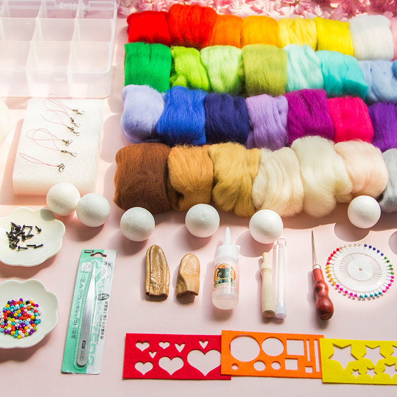 Imported Wool Felt 24 Colors 20g Strip Set Combination DIY Craft Tool Accessories for Beginners Kindergarten