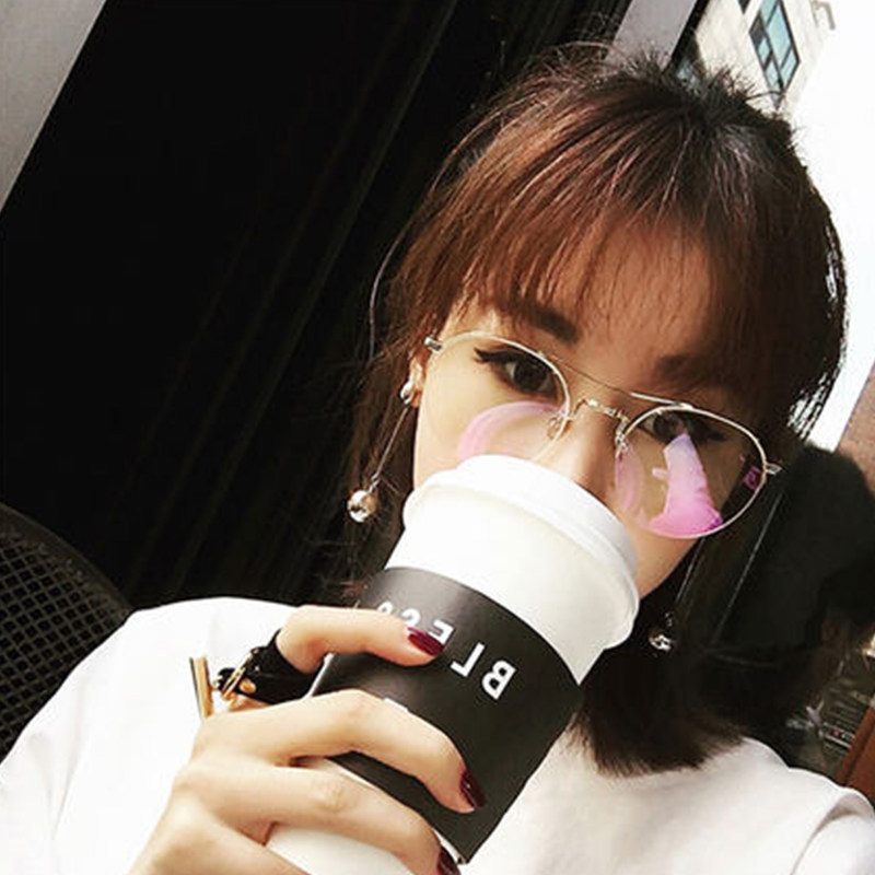 Matching myopia glasses anti-blue light men and women's round half-frame large frame Near-lens mobile phone computer myopia eye finished product