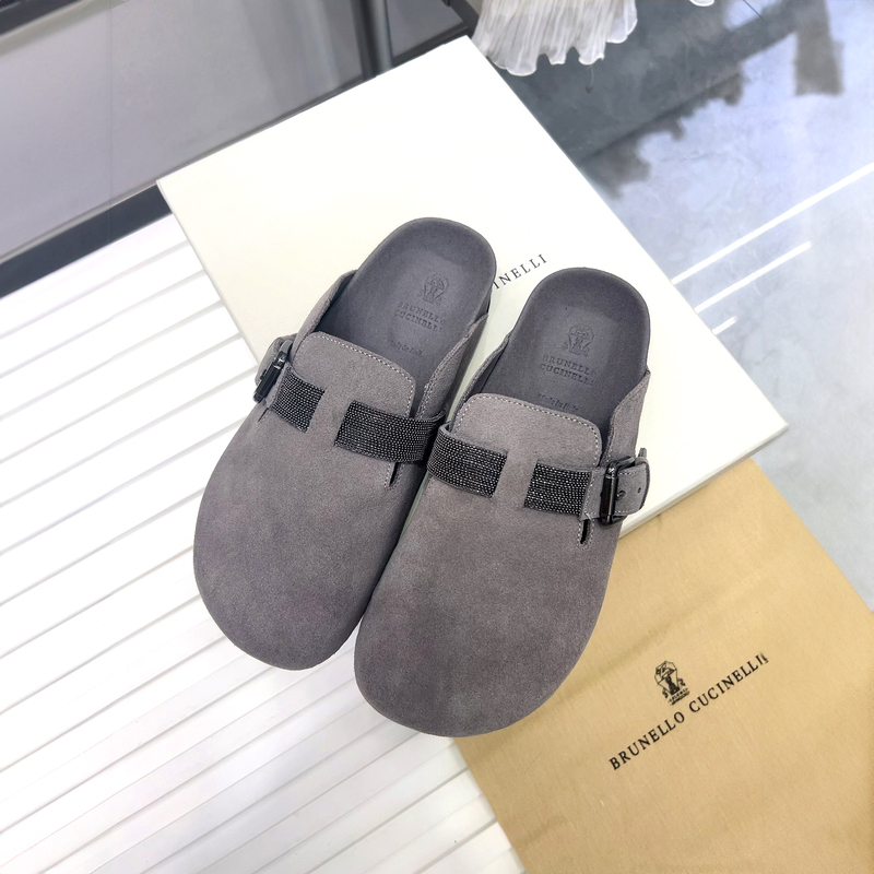 Bc Baotou Shoes 2026 Summer and Autumn Unisex Slippers with High Gloss Silk Finish and Sheepskin Lining Sandals for Women