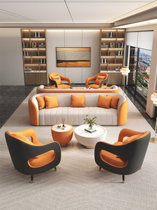 Office Reception Sofa and Tea Table Combination For Home Living Room Accessible Luxury Casual Couch Reception Minimalist