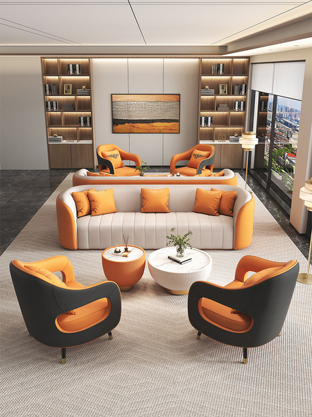 Office Reception Sofa and Tea Table Combination For Home Living Room Accessible Luxury Casual Couch Reception Minimalist Negotiation Table and Chair