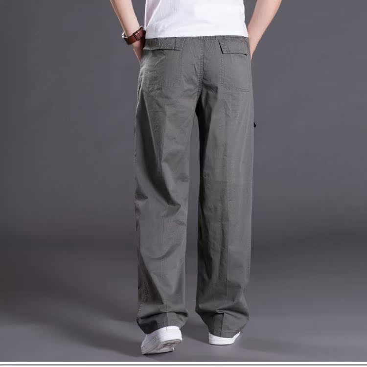 Mùa hè quần mỏng nam giản dị Plus béo XL quần dài rộng Chất liệu cotton nhiều túi shop đồ nam