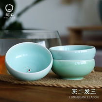 Mau Jiang (OUJIANG) Dragon Springs Green Porcelain Bowls Creative Ceramic Tableware Big Number 5 Inch Handmade Soup Bowl Home Céramique