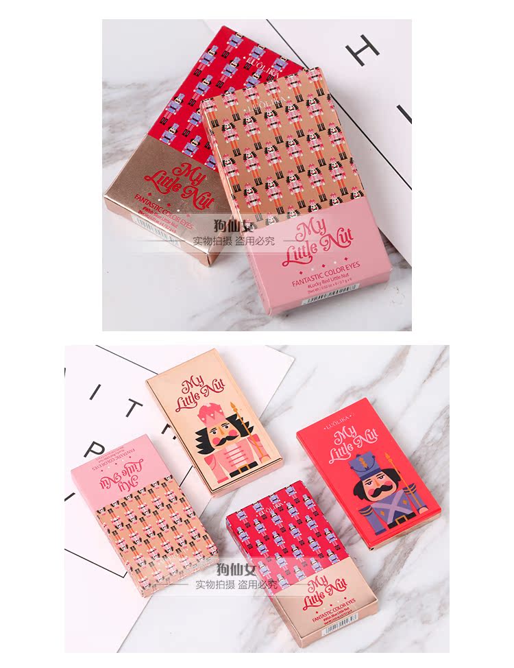 Giáng sinh phiên bản giới hạn nutcracker màu đỏ và màu xanh sáu màu eyeshadow khay đào trang điểm cô gái tim ~ bảng màu mắt hàn quốc giá rẻ