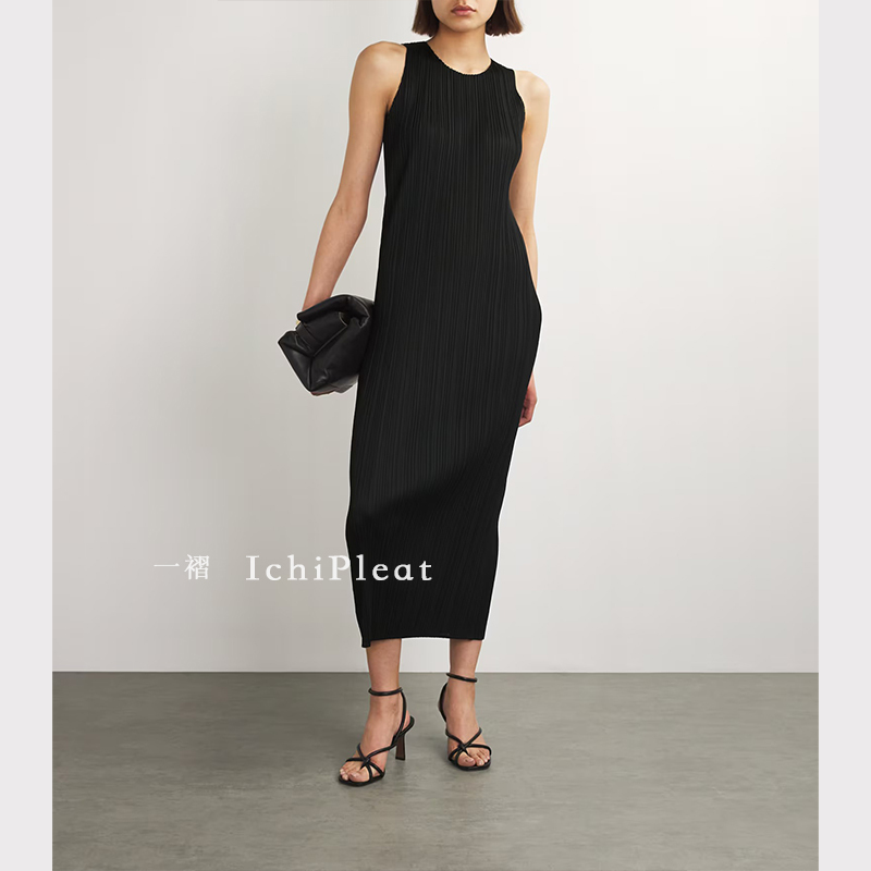 Ichipleat Miyake-Style High-End Pleated Fashion Slim-Fit Sleeveless Dress Jh114