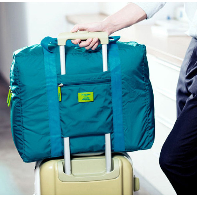 Thickened business trip foldable portable large capacity travel bag Luggage storage bag Short-distance portable can be set trolley bag Female