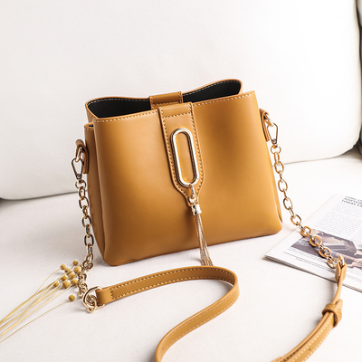 ins小香风单肩斜跨水桶包