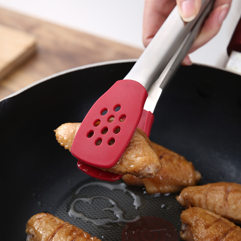 Non-injury pan frying steak special clip 304 stainless steel food bread clip high temperature resistant silica gel anti-burn barbecue clip