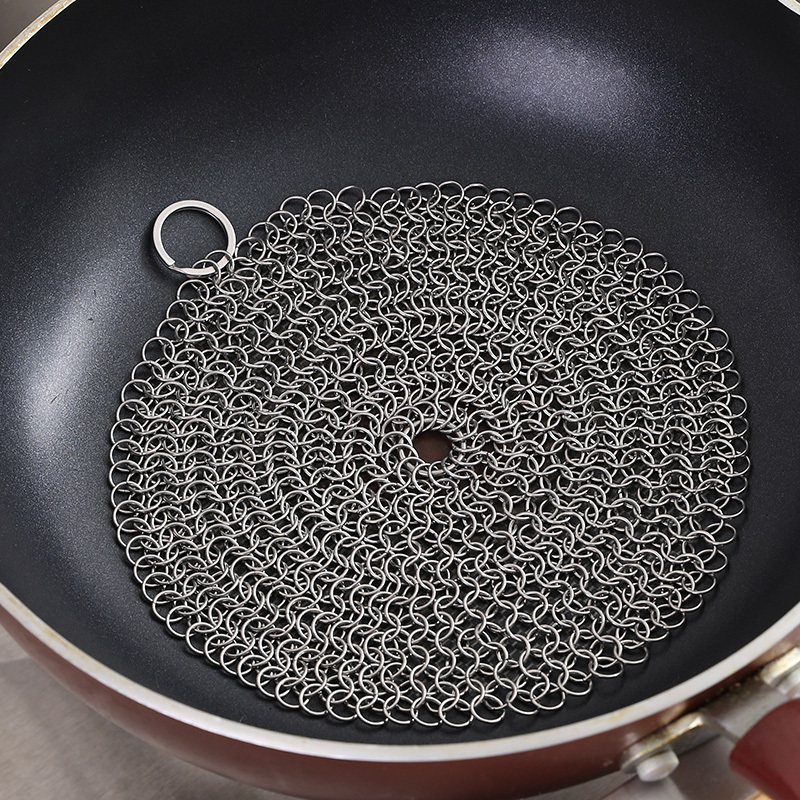 Round Chain Scrubber Made of 316 Stainless Steel, New Type of Cleaning Tool for Cast Iron Pots, Wine Glass Steel Wool Ball