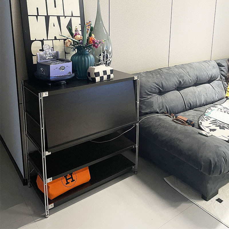 Black Stainless Steel Magazine Cabinet Bookcase bookcase Sofa Side Cabinet Living-room Accommodating Day Type Floor Stand Bed Head Cabinet-Taobao