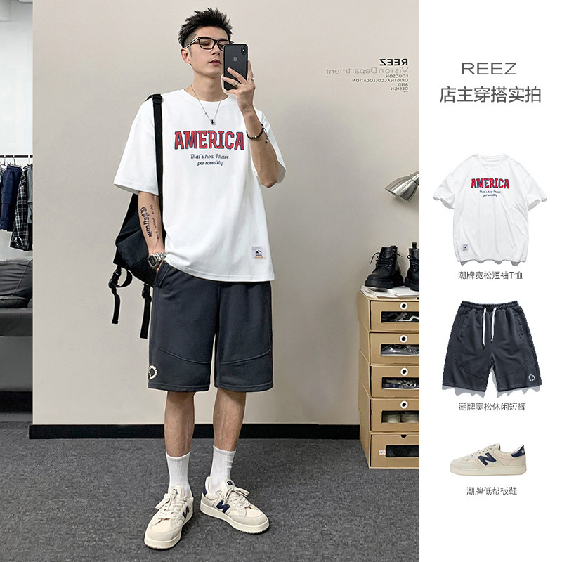 REEZ (shop owner wears a lap) short sleeve T-shirt male round collar loose American casual half sleeve T-shirt female couple ins tide