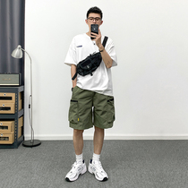 REEZ (shopkeepers wear hitch) Summer days Tide Card Tooling Shorts Men Sports Loose 50% Pants Yu Wenle