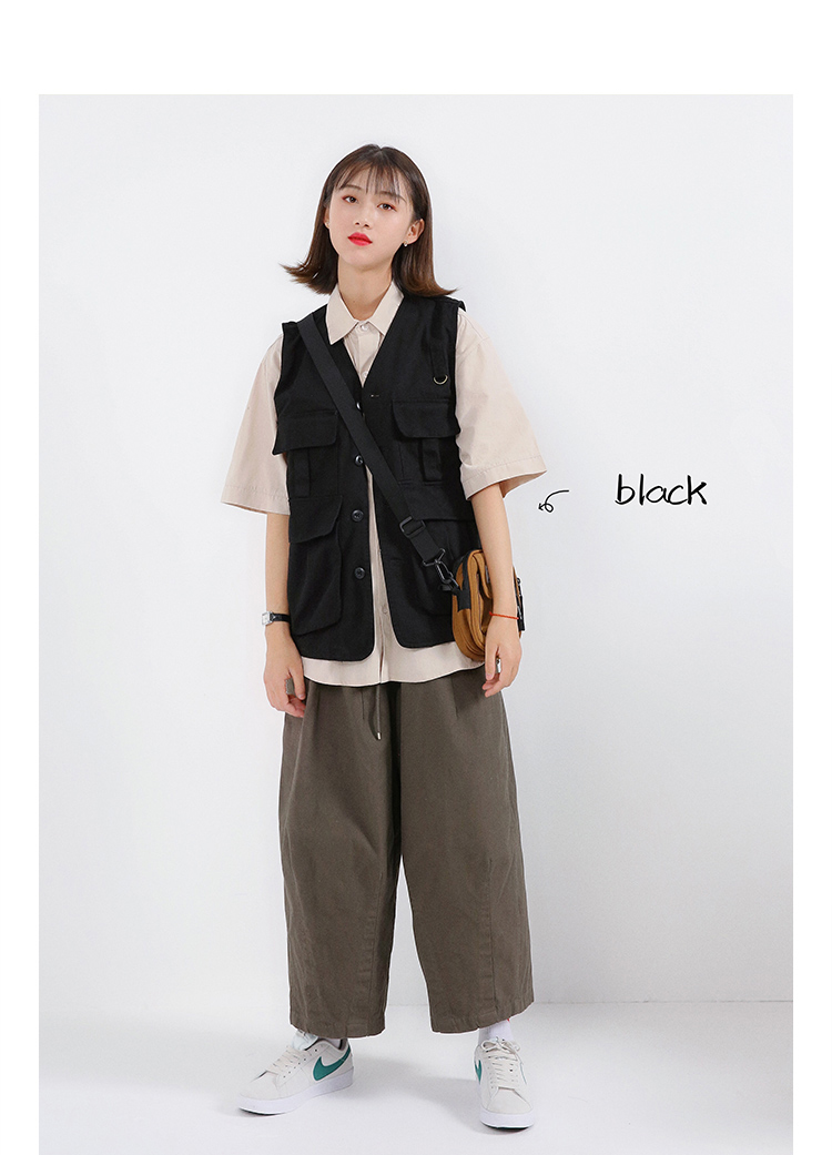 Áo vest công cụ đa năng retro của Nhật Bản. - Dệt kim Vest áo gile hàn