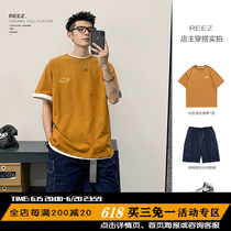 REEZ (shopkeeper wears a hitch) American retro short sleeve T-shirt male loose days trendy personality print 100 hitch