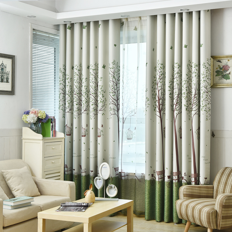 Curtained bird cage tree Korean gray freshly modern shading pastoral parlour flat window floating window