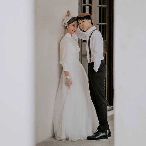 Свадебное платье, ретро белая юбка, французский стиль, кружевное платье, в стиле «Мори», яркий броский стиль