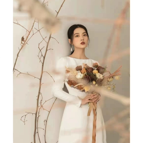 Свадебное платье, лонгслив для невесты, белое вечернее платье, французский стиль, яркий броский стиль, по фигуре, изысканный стиль, кружевное платье