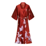 Красный банный халат для невесты, длинная пижама, для подружки невесты, изысканный стиль, большой размер