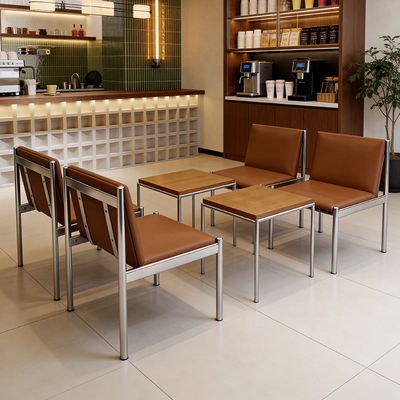 Simple and luxurious negotiation sofa, popular coffee shop, dining place, commercial and leisure stainless steel sofa table and chair set