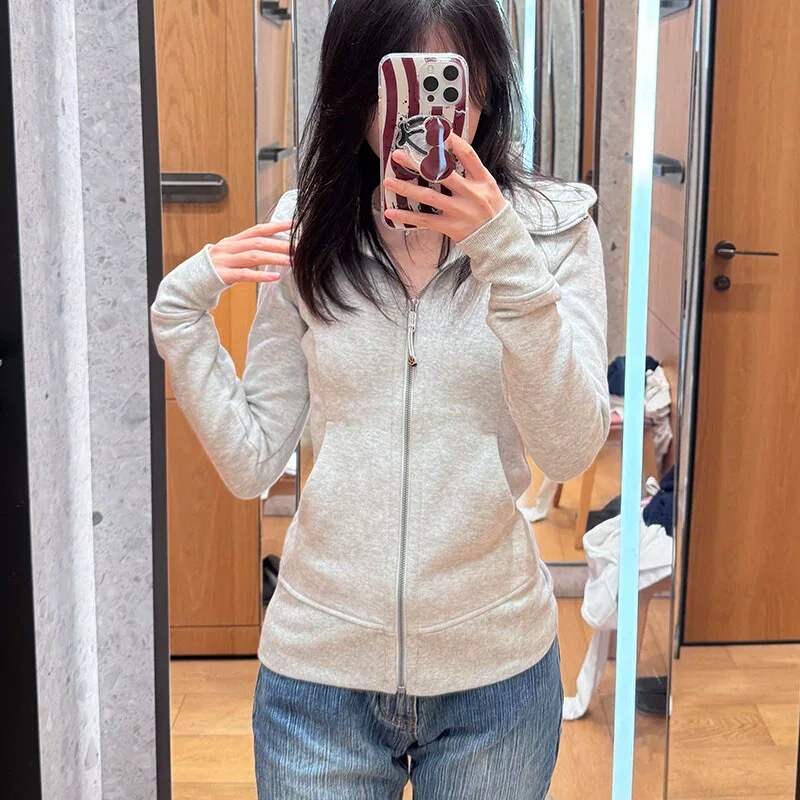 Lululemon Scuba Hoodie Autumn and Winter Slim Fit Fleece-Lined Jacket Women's Hooded Jacket Old Style