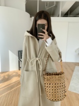  taupe store delicate high branch Australian wool oldCE wind double-sided wool coat cloak high split drawstring hooded