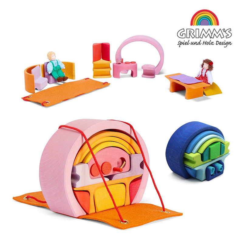 Grimms portable wooden furniture children have been home suit Grimms House wood toy Green block